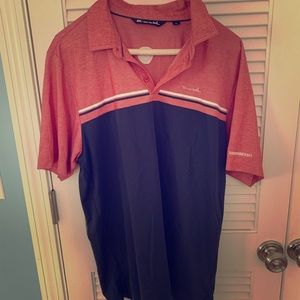 Mens Coral/Navy Golf Shirt
